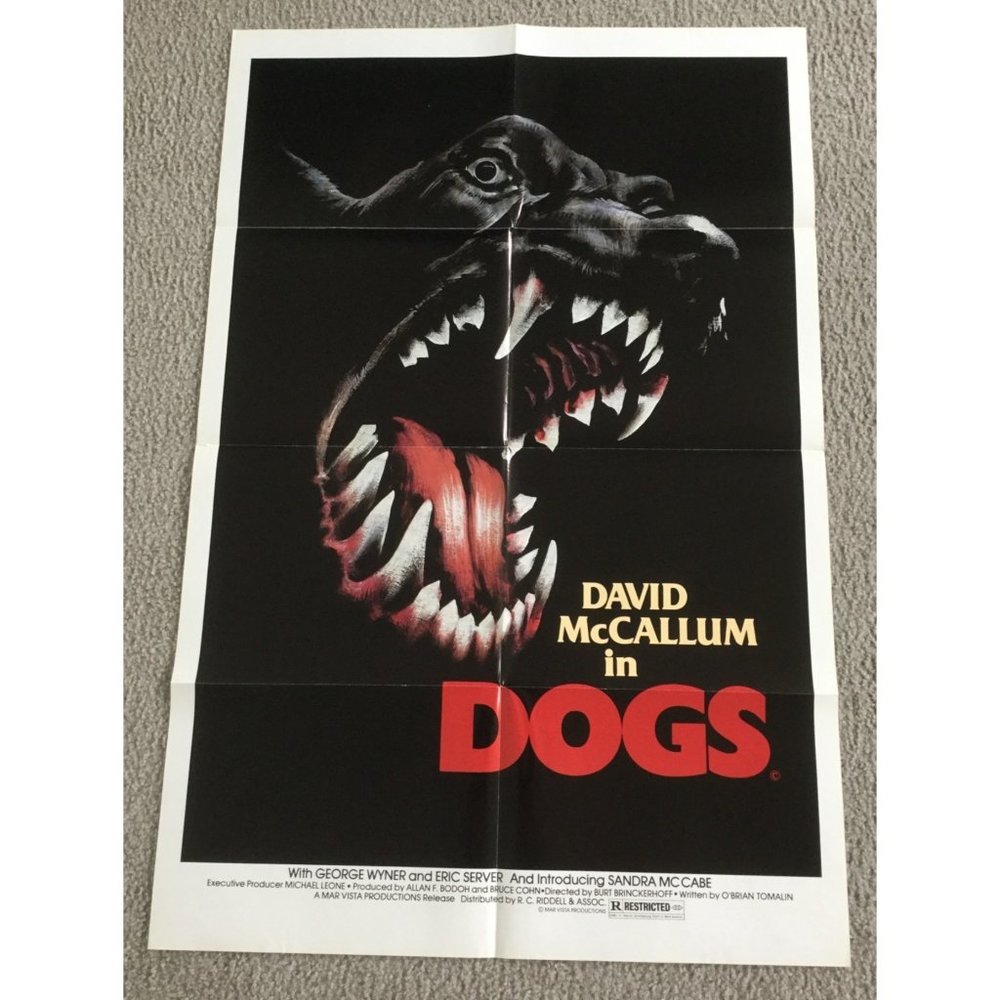 DOGS 1976 Original Lobby Poster Canada Movie Theatre HORROR Film David McCallum - Picture 1 of 4